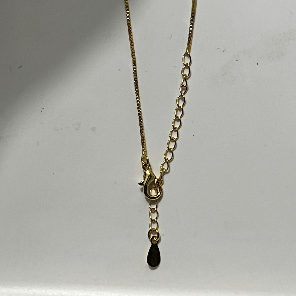 Gold‎ Tone Interlocking Bar Pendant Necklace with Pavé Crystals Box Chain - Picture 6 of 6